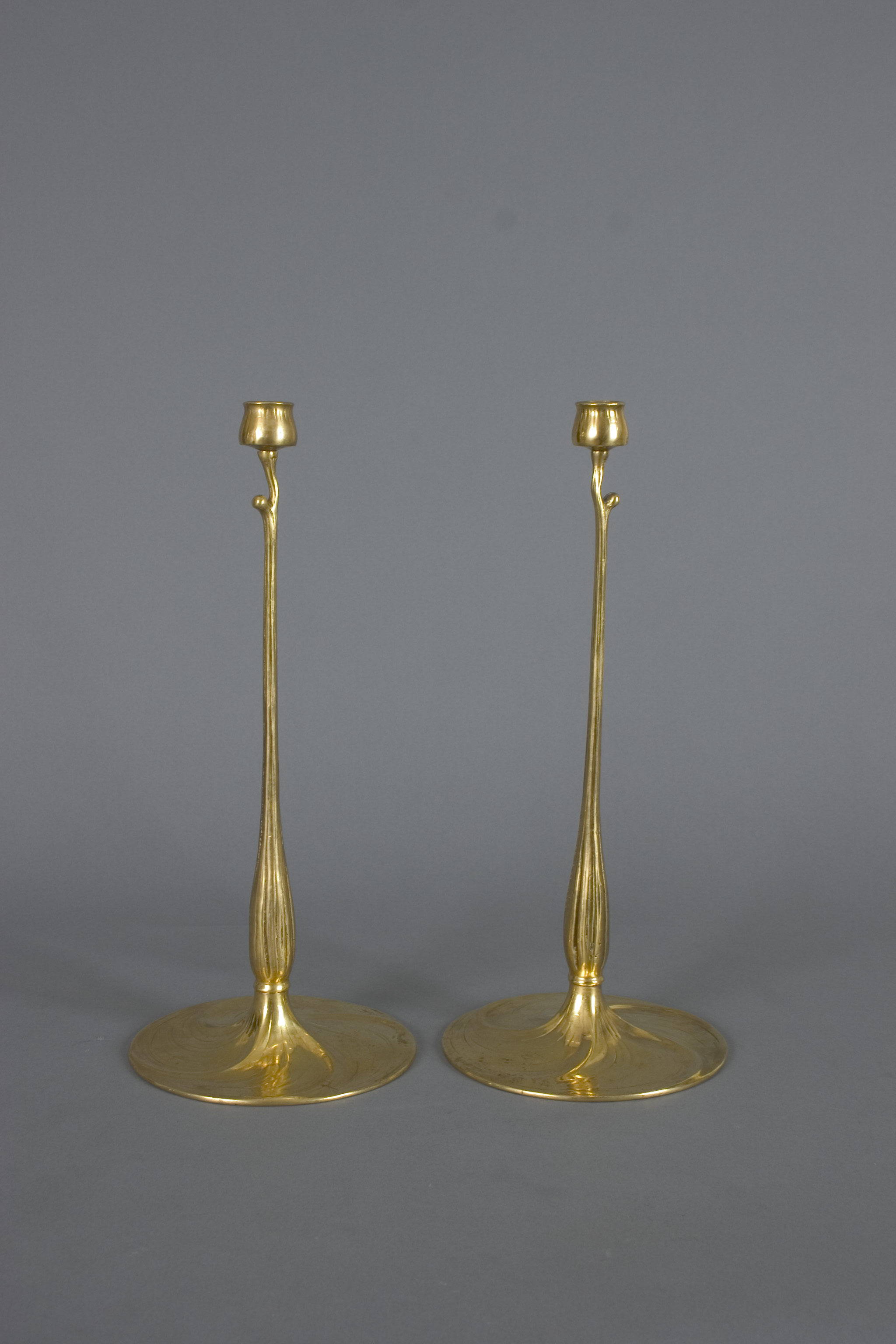 Pair of Bronze Riemerschmid Candlesticks